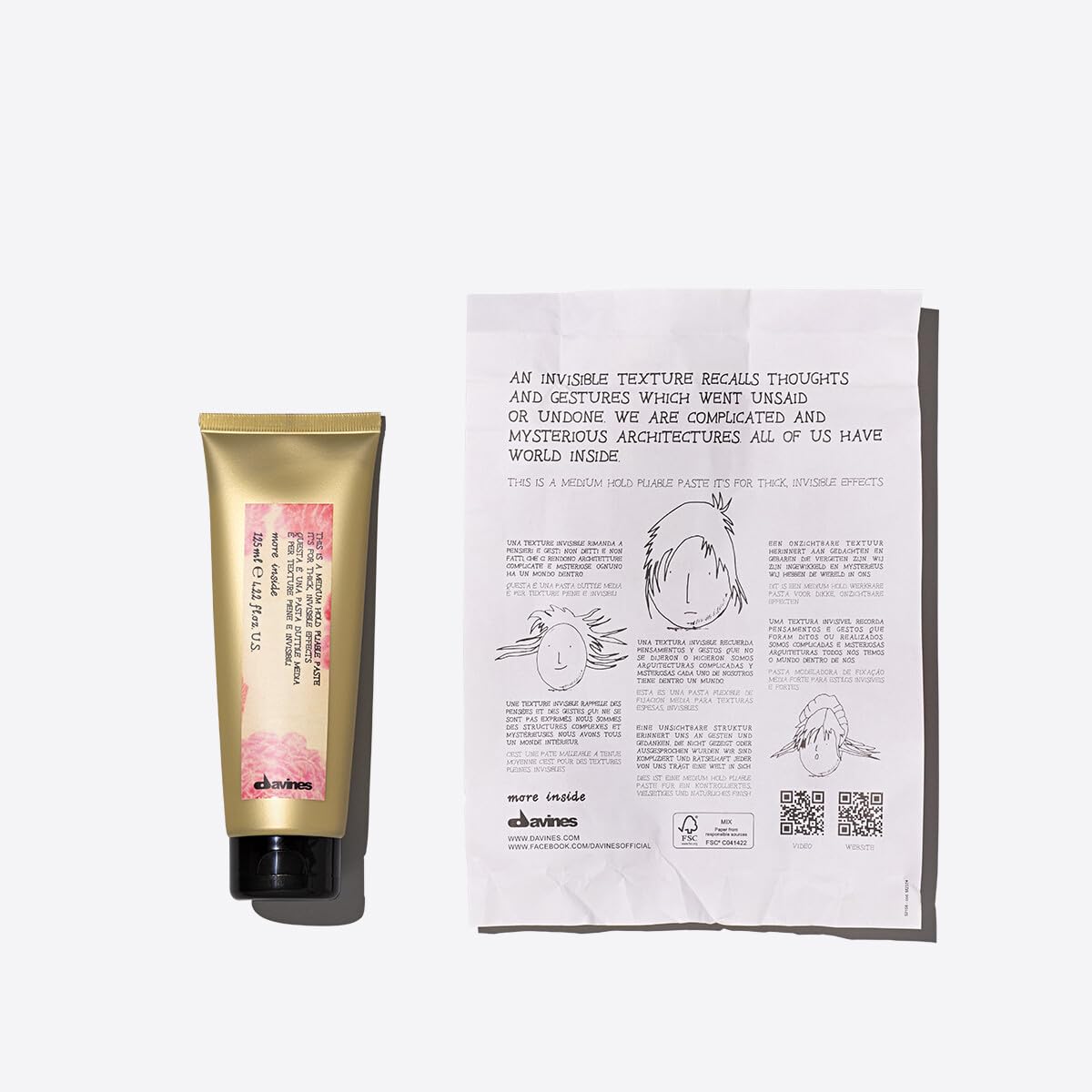 Davines textura de la pasta en primer plano para ver maleabilidad