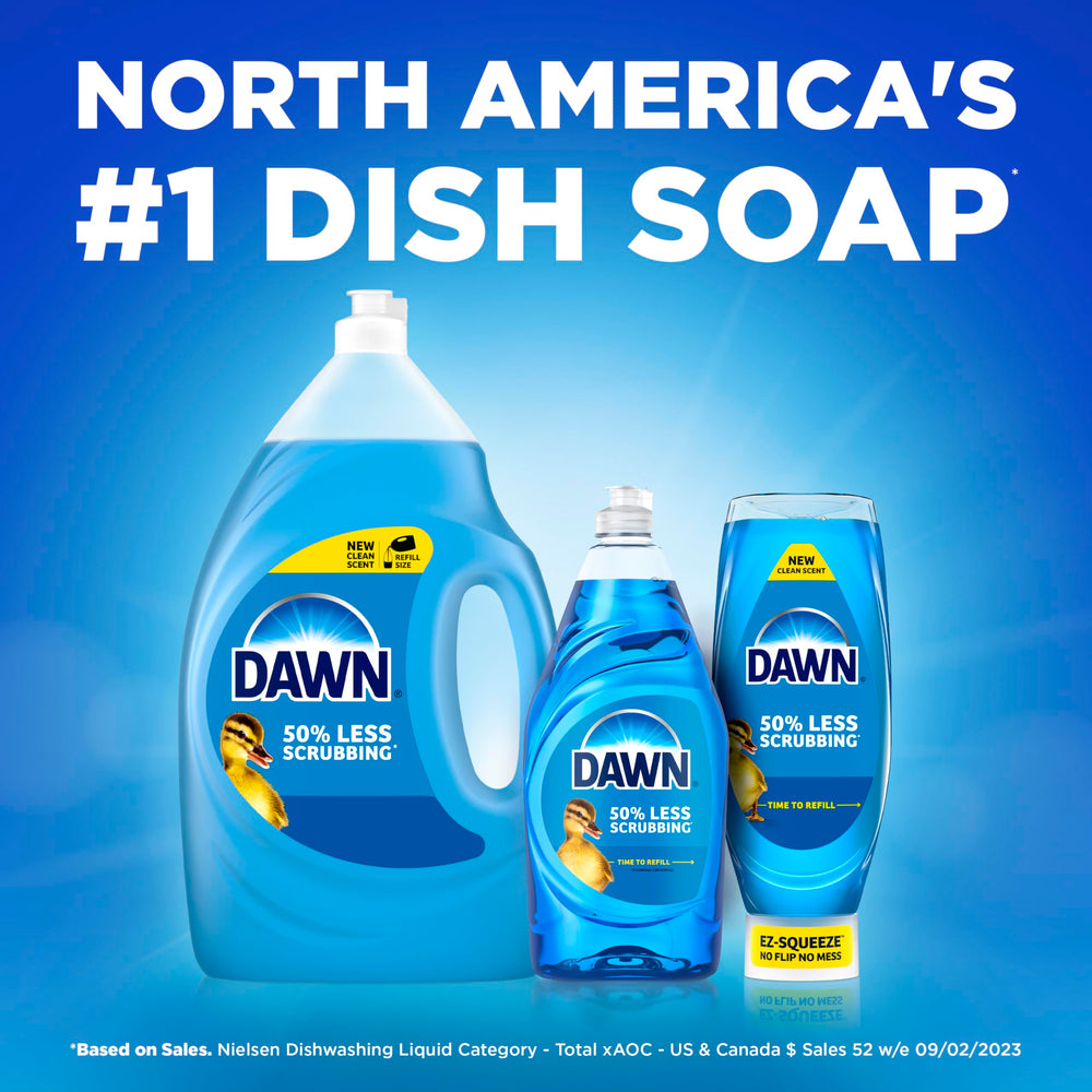 Dawn Free&Clear primer plano de burbujas y nota de limón fresca