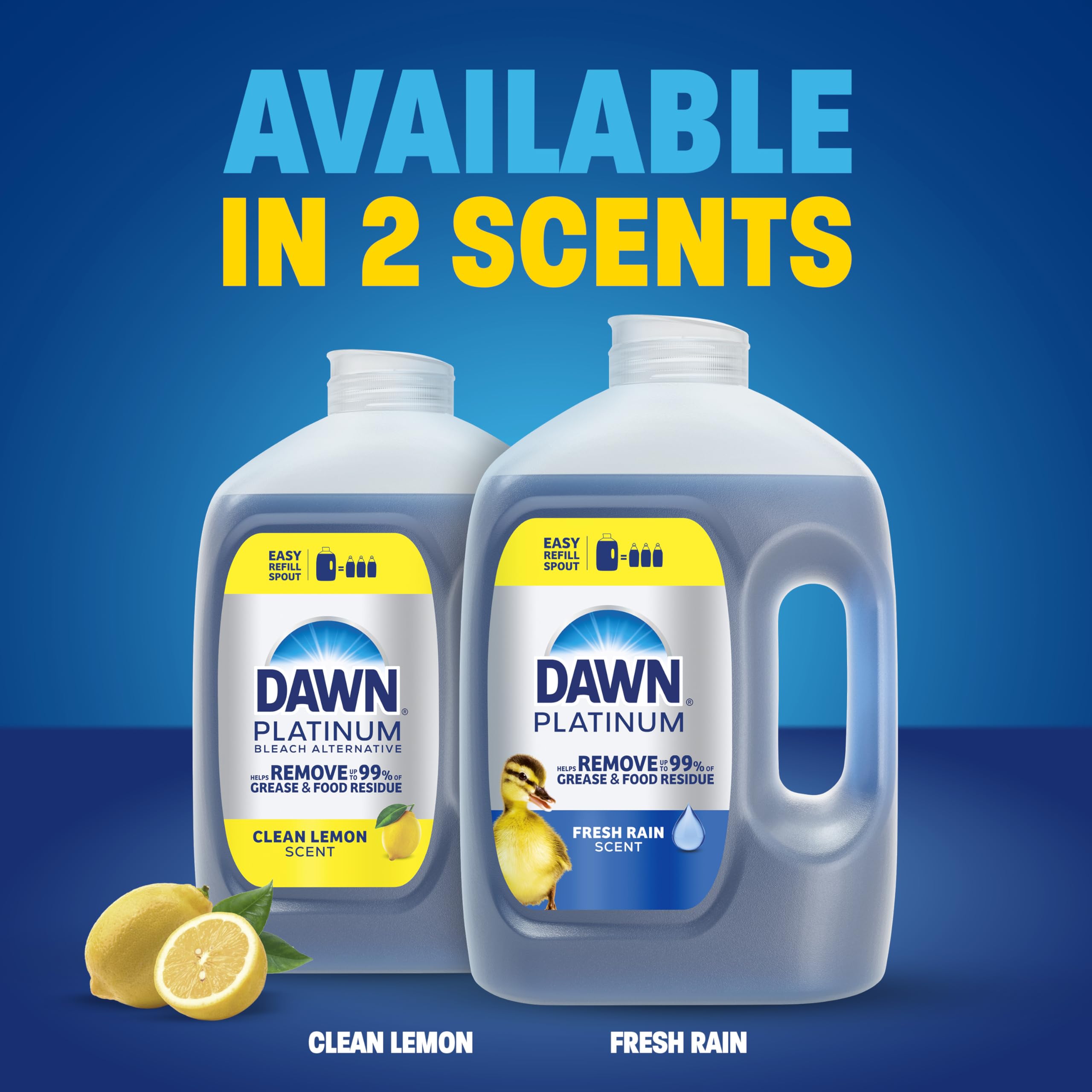 Dawn Platinum etiqueta con instrucciones y beneficios para limpieza versátil
