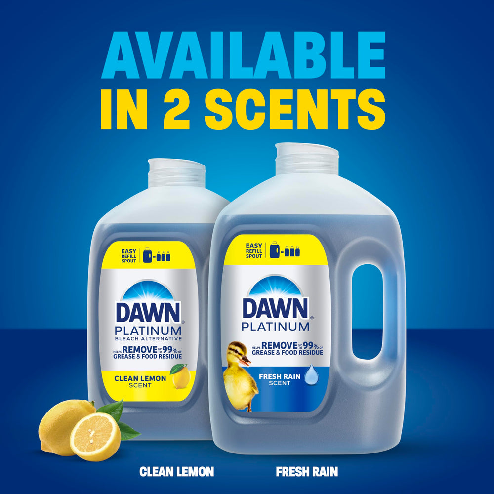 Dawn Platinum etiqueta con instrucciones y beneficios para limpieza versátil