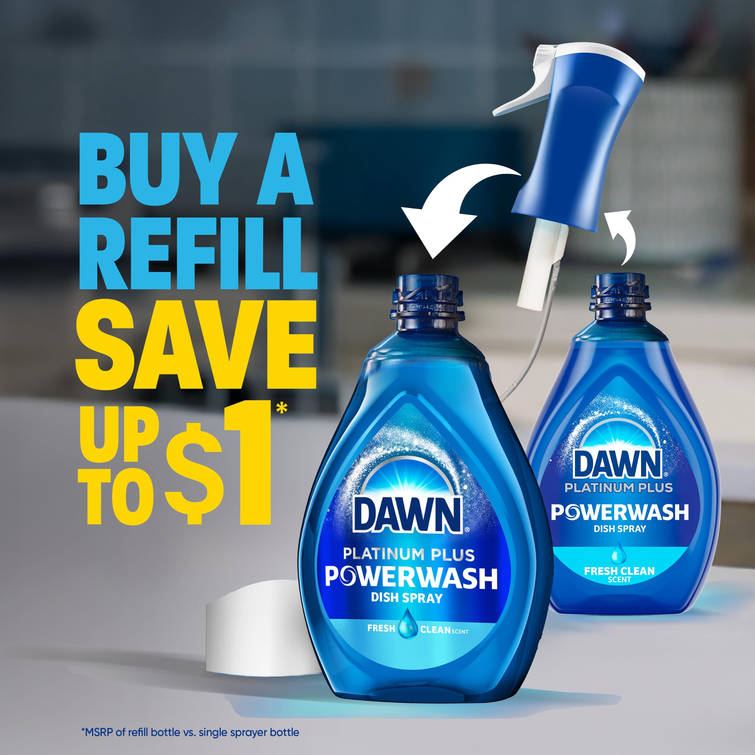 Dawn Powerwash comparación de tamaño 16 oz para referencia