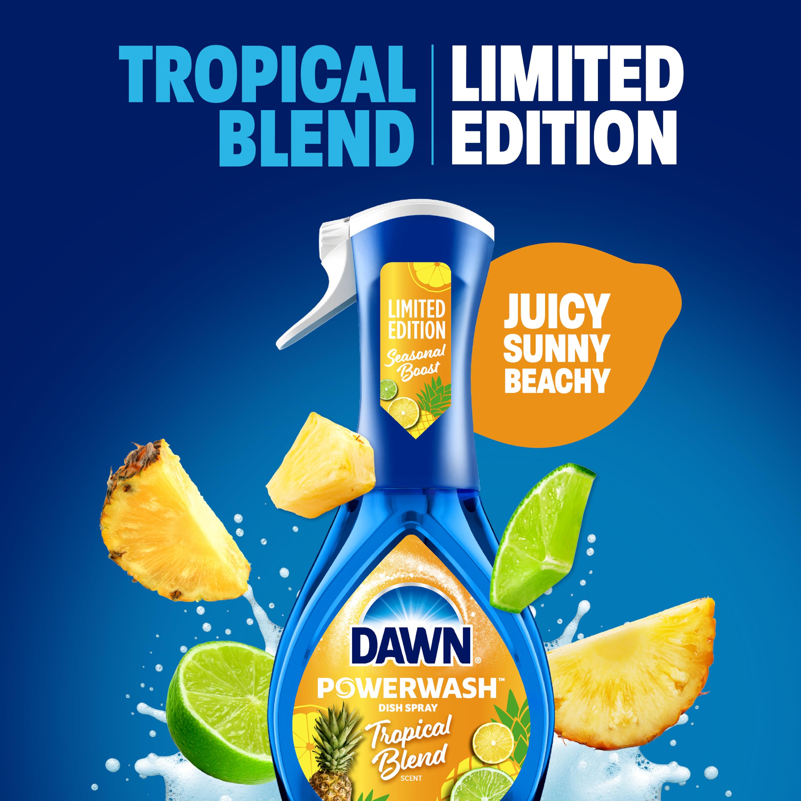 Dawn Powerwash etiqueta con instrucciones y beneficios claros