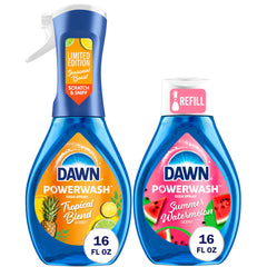 Dawn Powerwash frente del envase mostrando el spray y ahorro