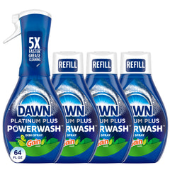 Dawn Powerwash frontal del kit mostrando botella inicial y recargas, limpieza práctica