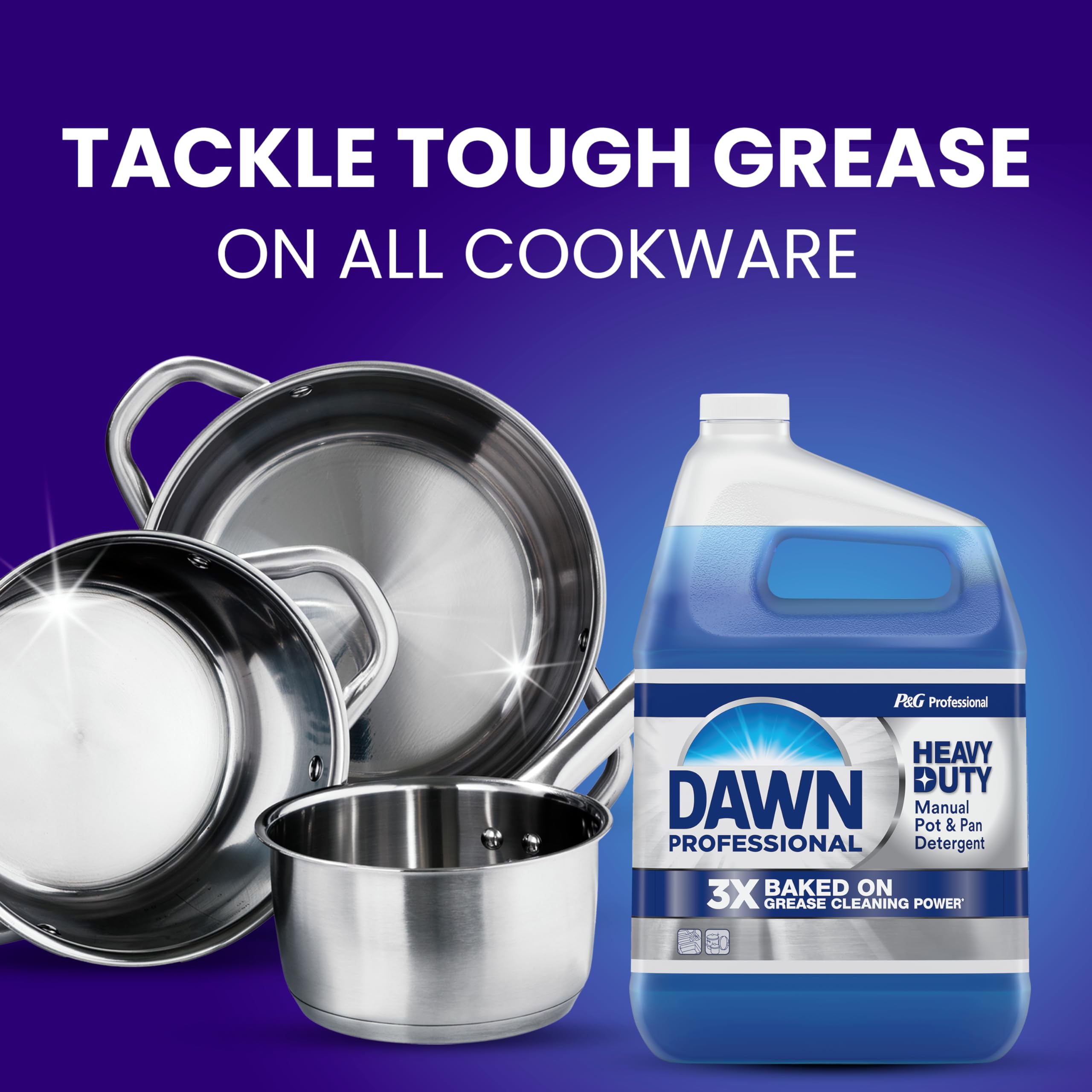 Dawn PRO galón comparado con utensilios para visualizar tamaño y ahorro