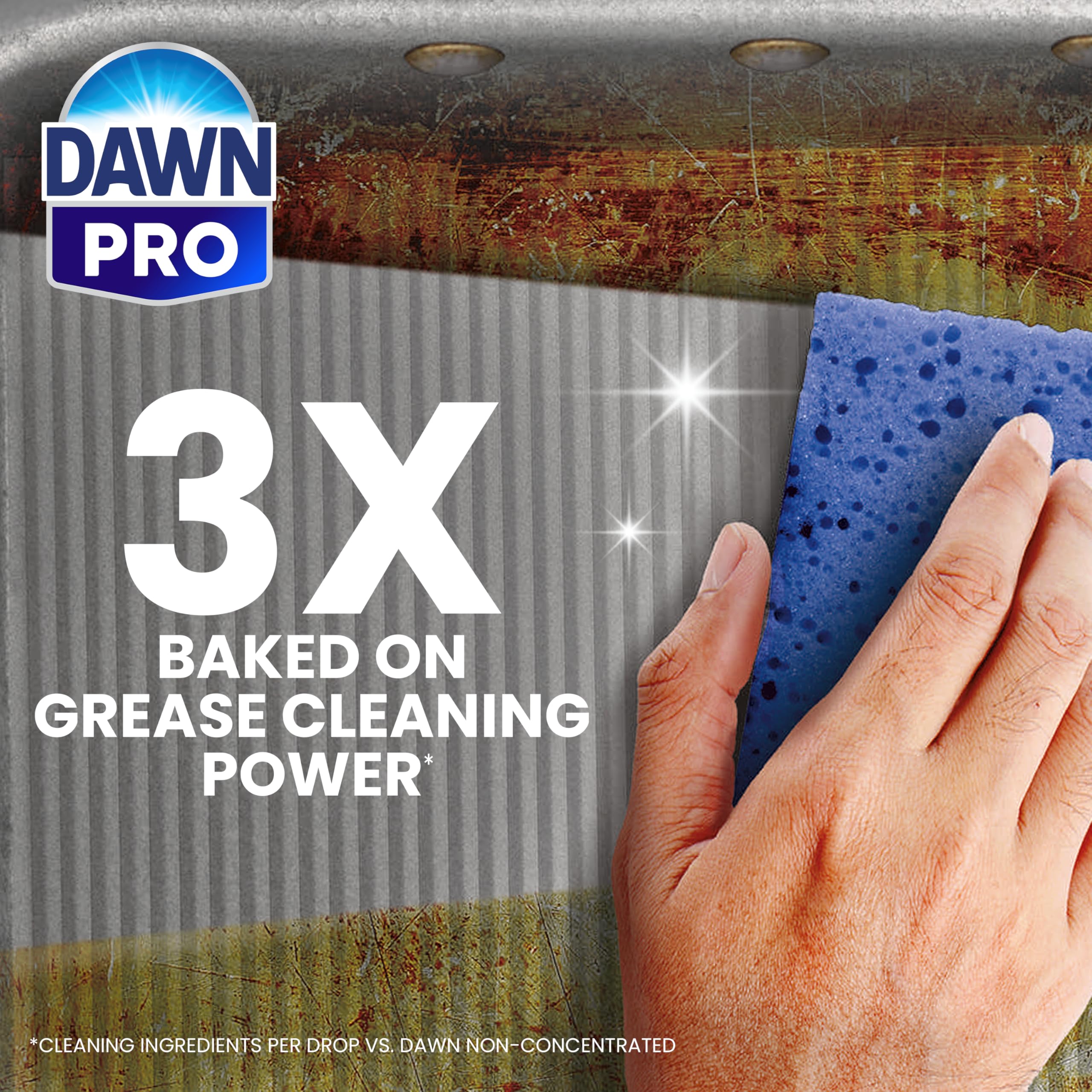 Dawn PRO textura de espuma activa que facilita el despegue de suciedad difícil