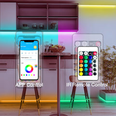 DAYBETTER tira LED en uso en salón creando ambiente festivo