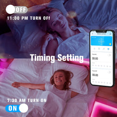 DAYBETTER tiras LED instaladas en dormitorio creando ambiente cálido y configurable