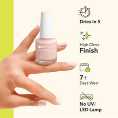Envase de 4 fl oz de Dazzle Dry mostrando tamaño y conveniencia