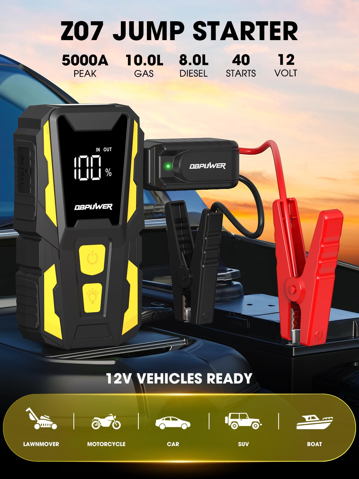 DBPOWER Z07 pinzas inteligentes mostrando conexión segura y protección