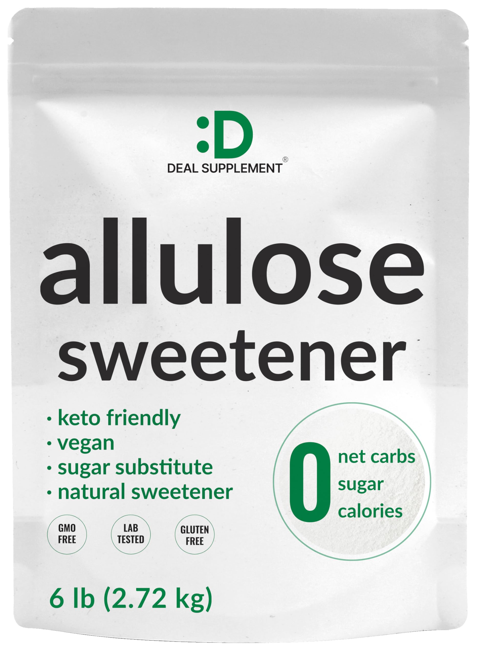 DEAL SUPPLEMENT envase frontal con allulose, práctico y a granel