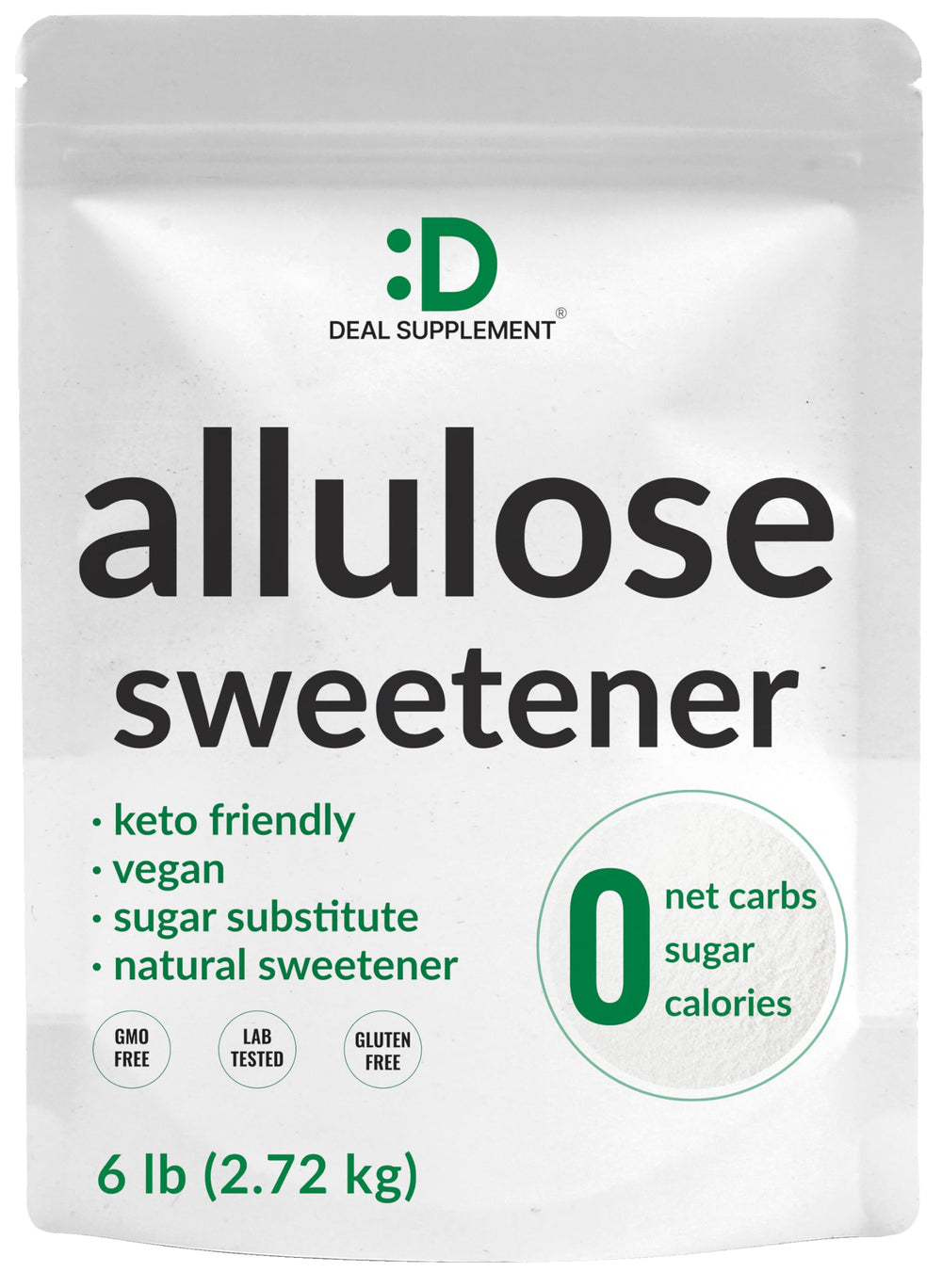DEAL SUPPLEMENT envase frontal con allulose, práctico y a granel