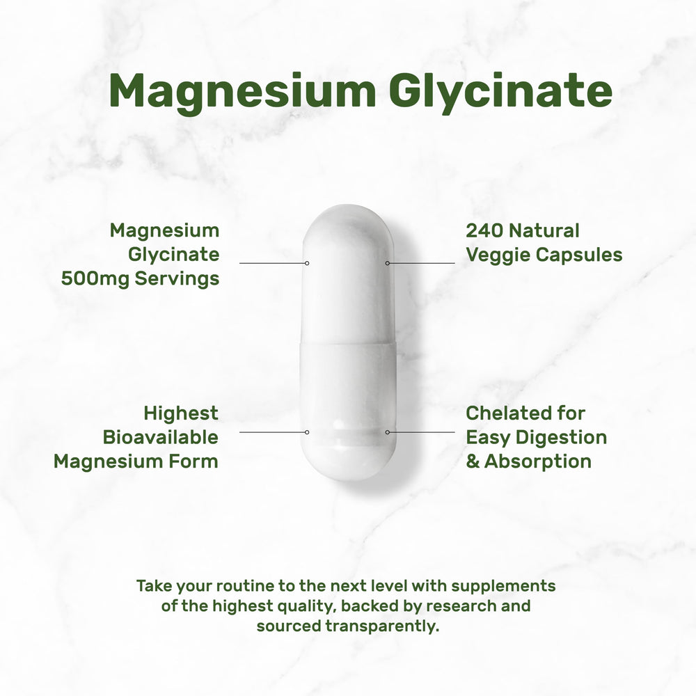 Deal Supplement textura del polvo de magnesio glicinato destacando pureza y absorción