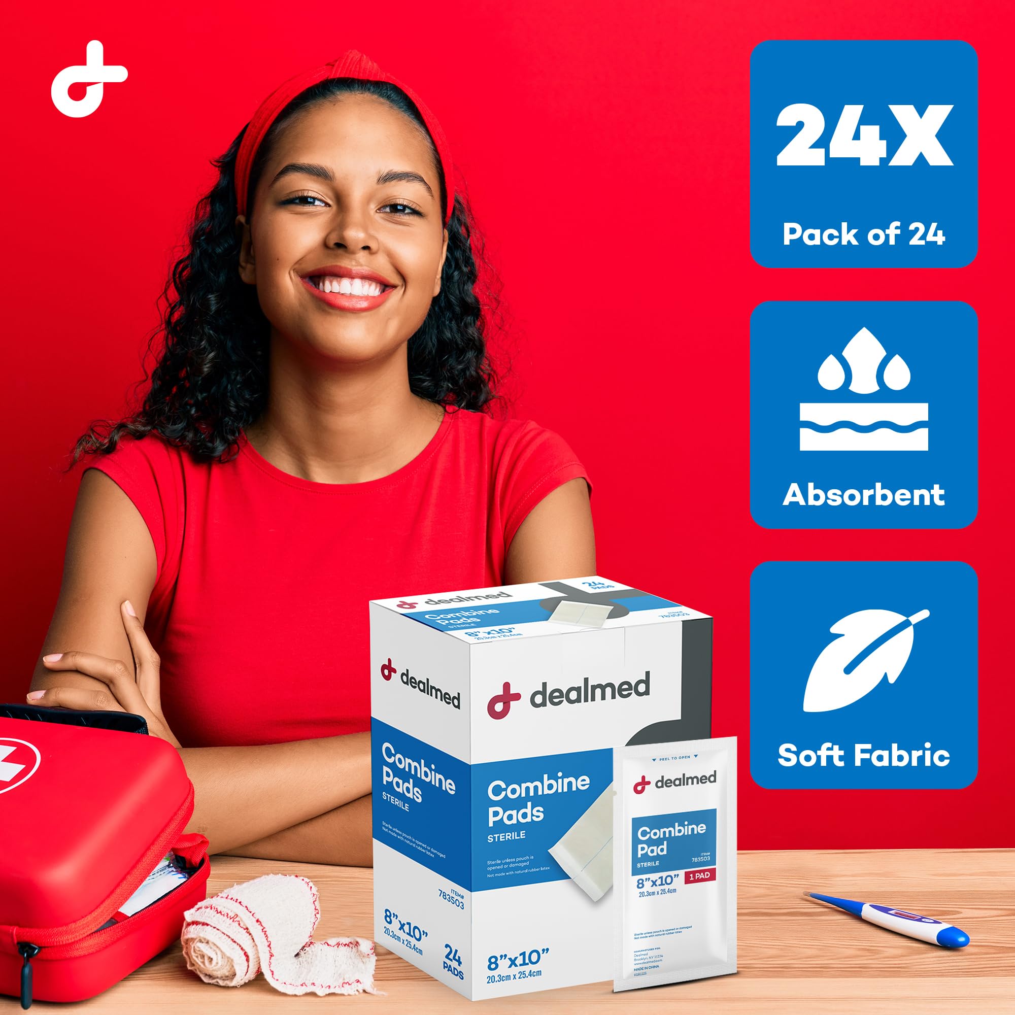Dealmed almohadilla en uso bajo vendaje, absorción elevada para drenaje