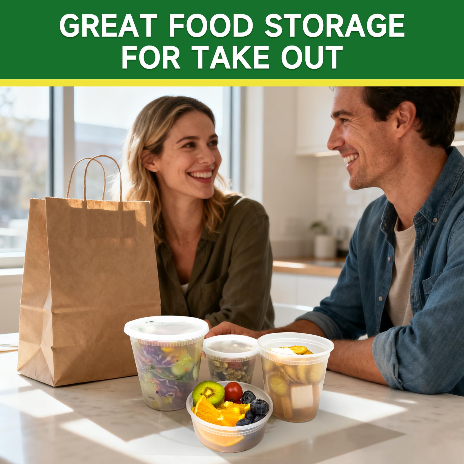 Dealusy en cocina estilo de vida con recipientes listos para entrega y meal prep