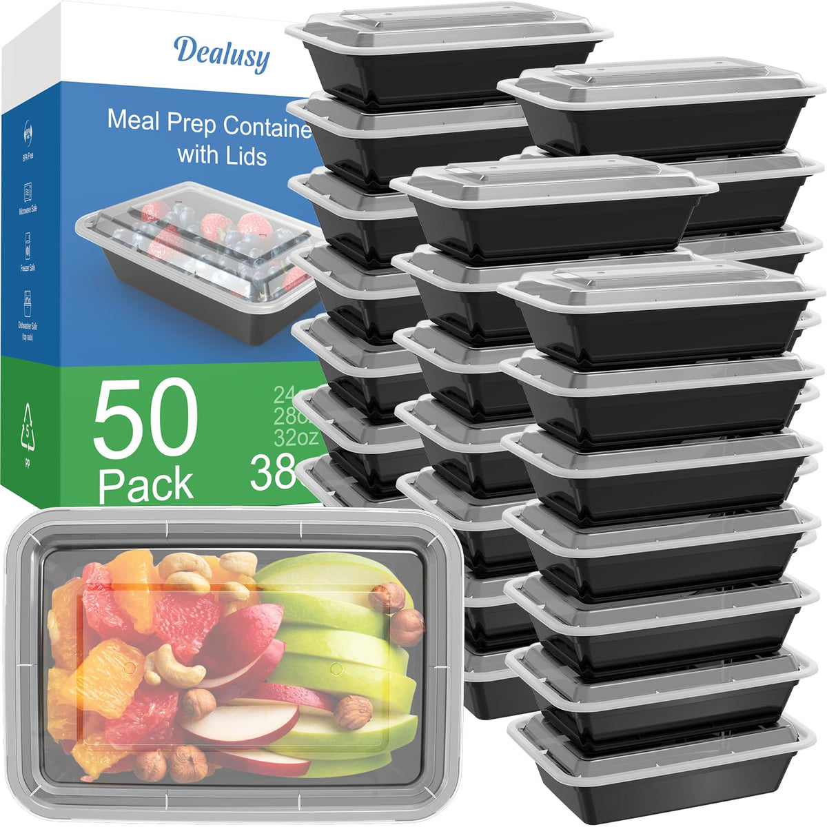 Dealusy vista frontal del recipiente con tapa, almacenamiento seguro