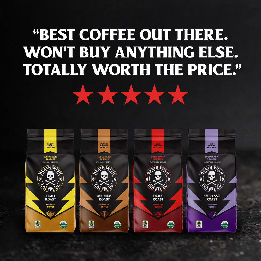 Death Wish Coffee cucharada medidora con granos, dosificación precisa para intensidad