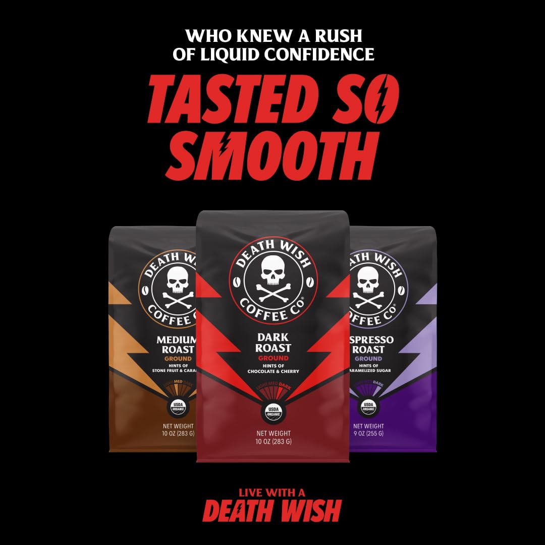 Death Wish Coffee taza lista para beber mostrando color y fortaleza