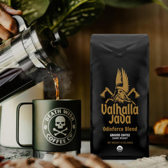 Death Wish Coffee Valhalla Java cierre hermético del paquete que mantiene frescura