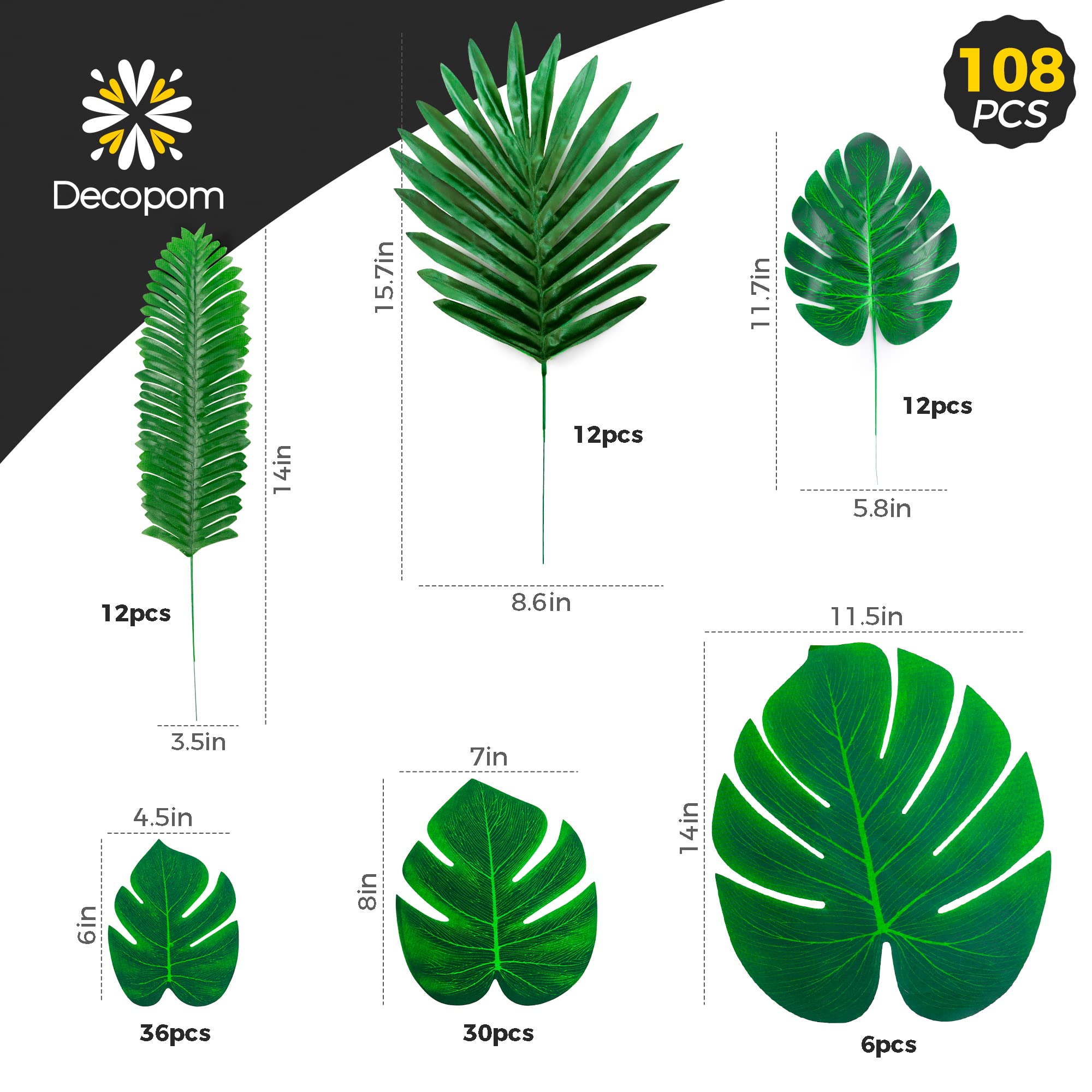 Decopom detalle de textura de hoja Monstera que parece real
