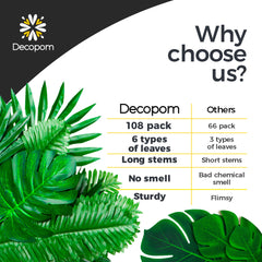 Decopom tallos integrados de hojas para montaje rápido y seguro