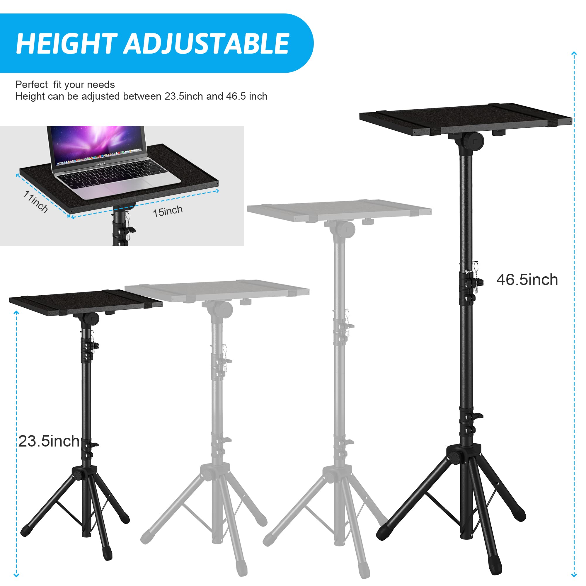 DECOSIS soporte en uso con proyector demostrando ángulo ajustable