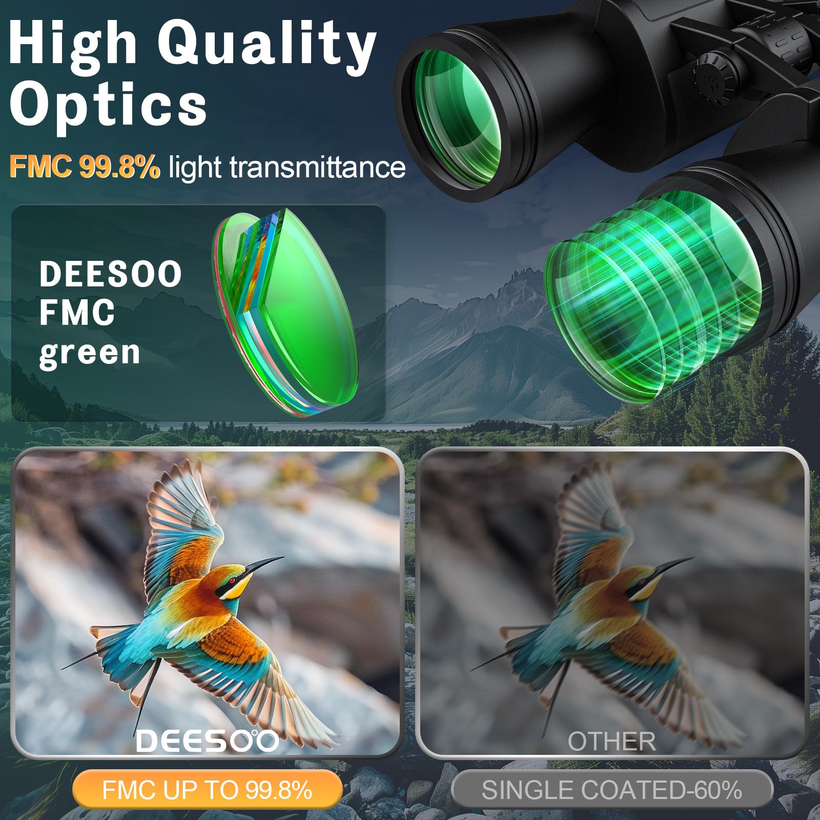 Deesoo prismáticos usados para observación de aves con detalle lejano