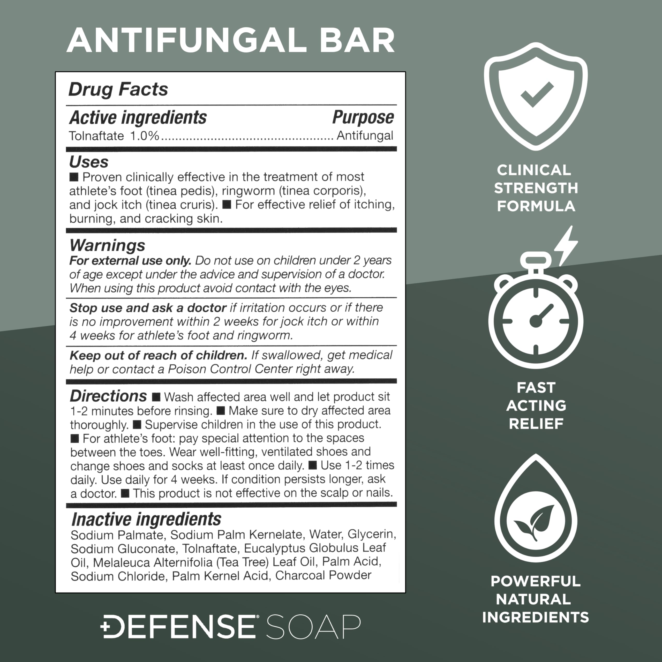 Defense Soap etiqueta con información y modo de uso visible y claro
