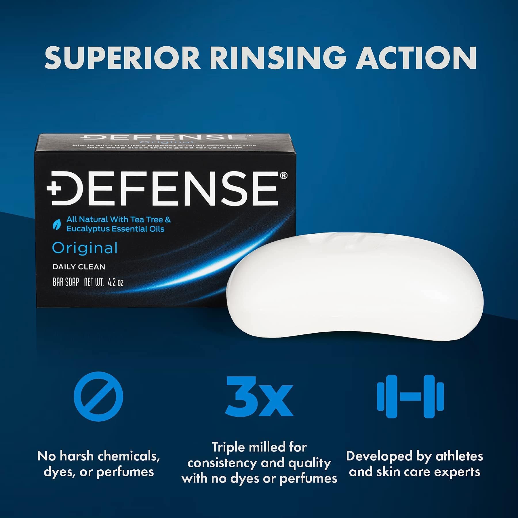 Defense Soap comparación de tamaño en mano para visualizar rendimiento por barra