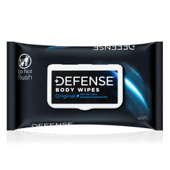 Defense Soap paquete frontal mostrando 40 toallitas y beneficio portable