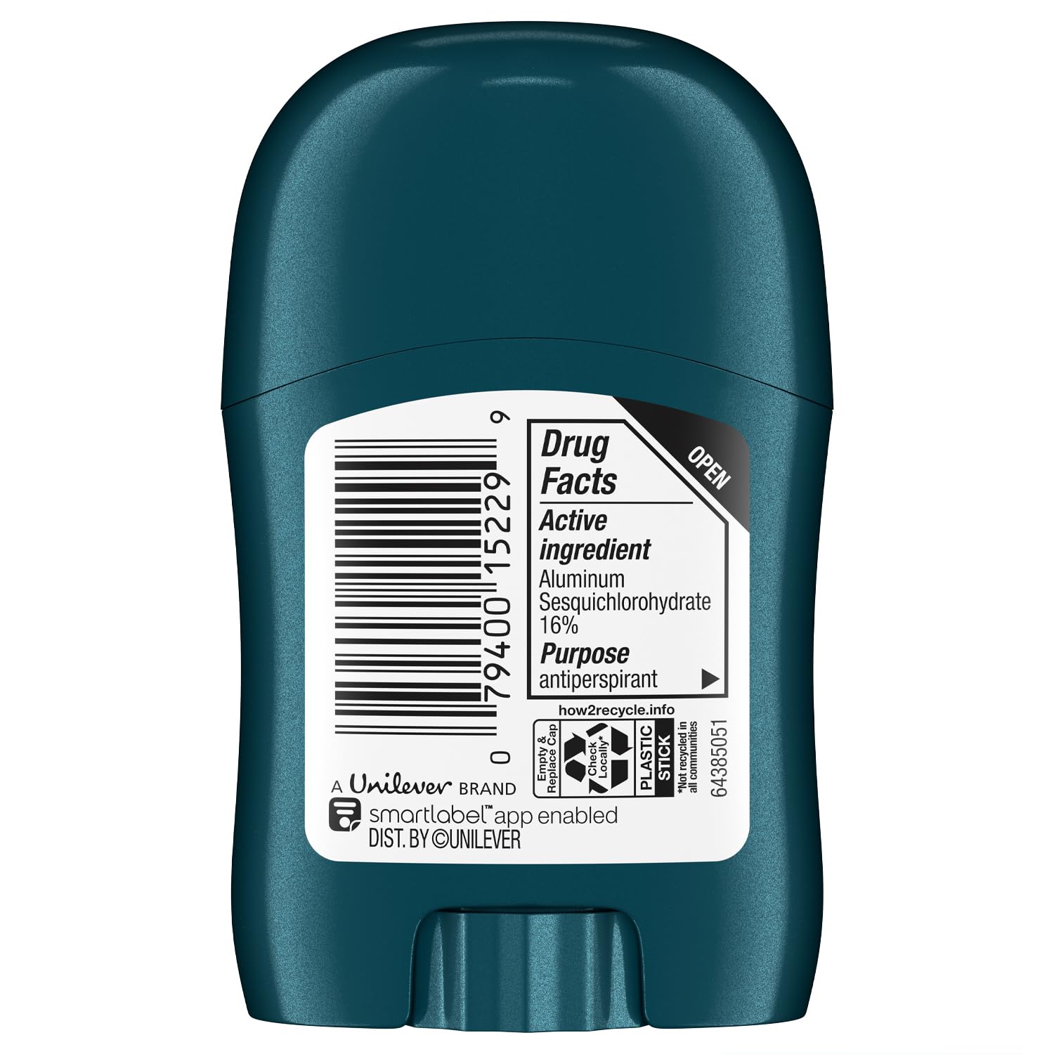 Degree envase lateral del mini desodorante indica diseño compacto y práctico