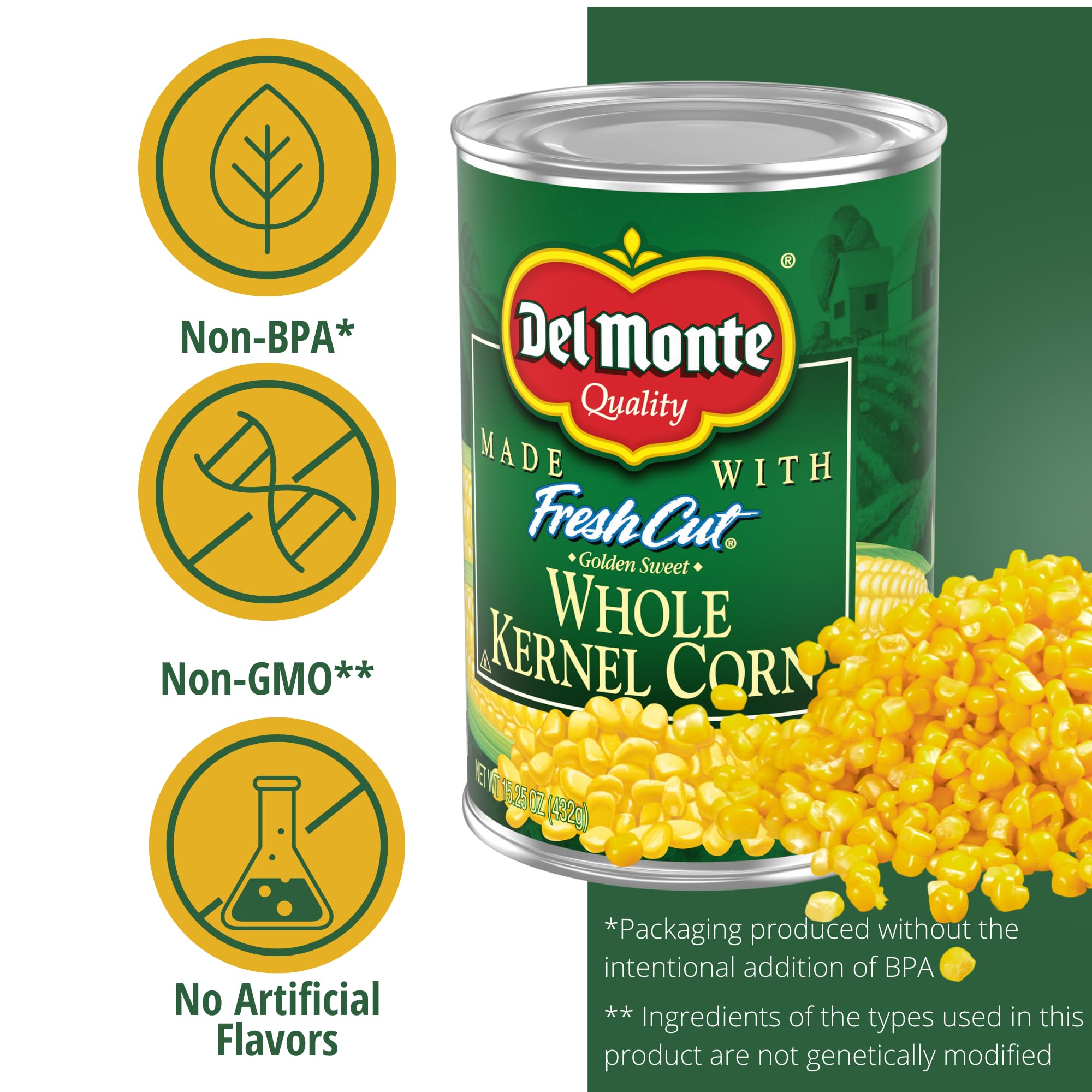 Del Monte lata junto a utensilios para comparar tamaño porciones