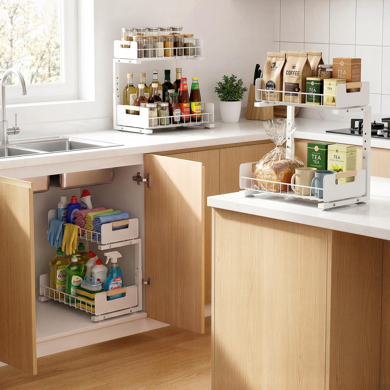Delamu en baño con productos organizados y limpieza facilitada