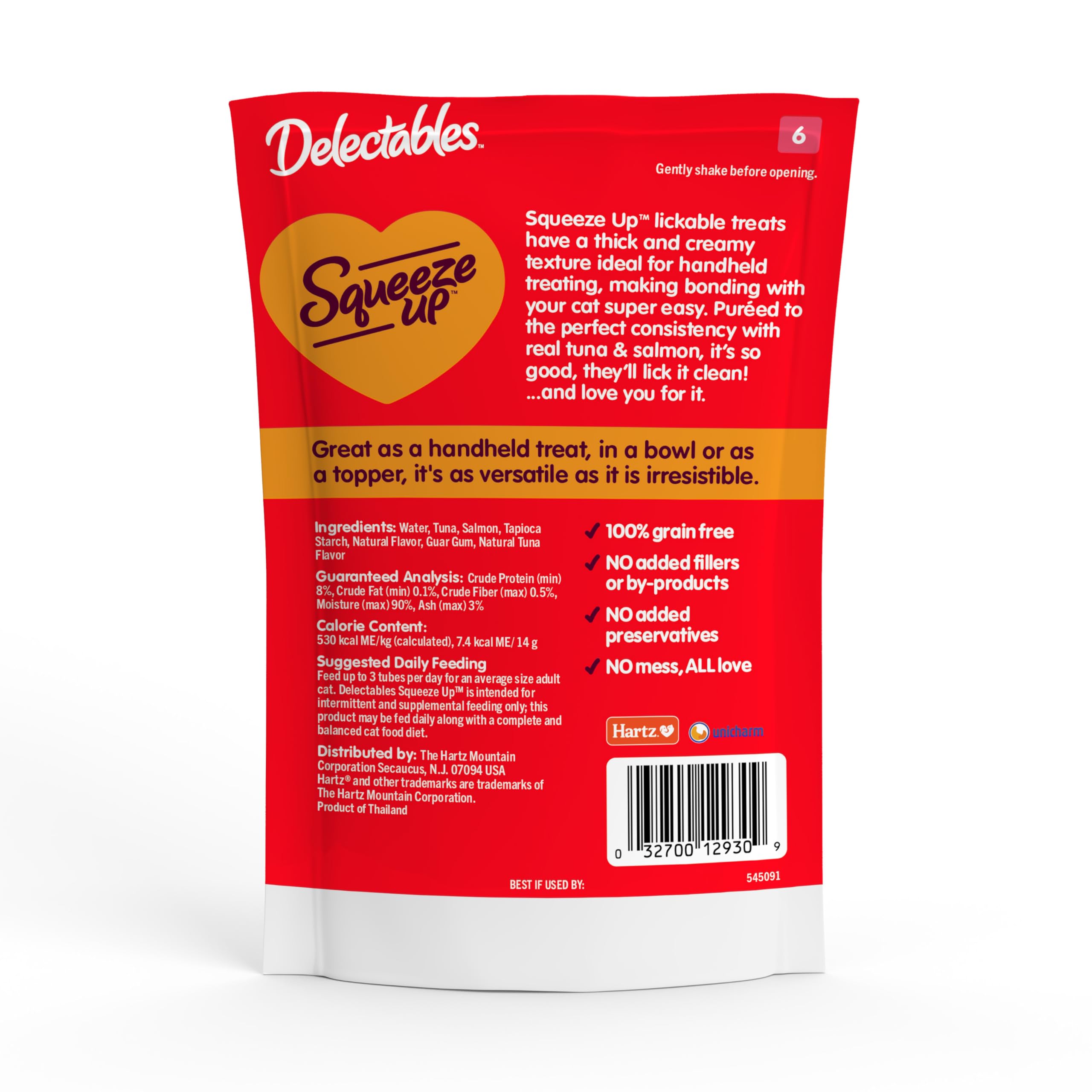 Delectables etiqueta de ingredientes, evidencia de sin granos ni conservantes añadidos