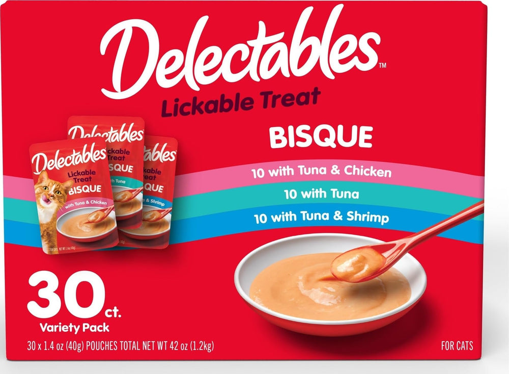 Delectables frente del empaque mostrando variedad y conveniencia