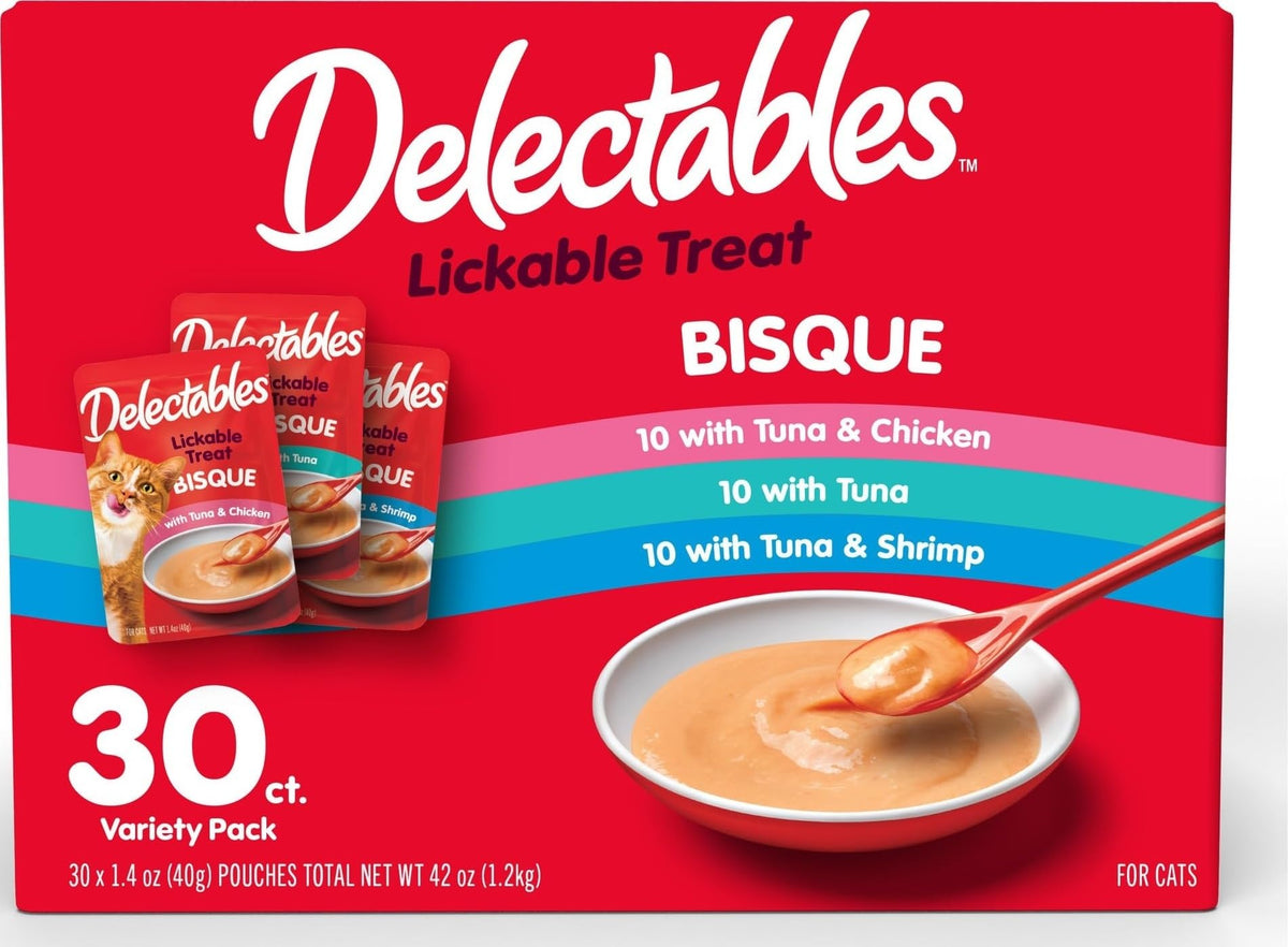 Delectables frente del empaque mostrando variedad y conveniencia
