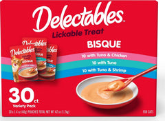 Delectables frente del empaque mostrando variedad y conveniencia