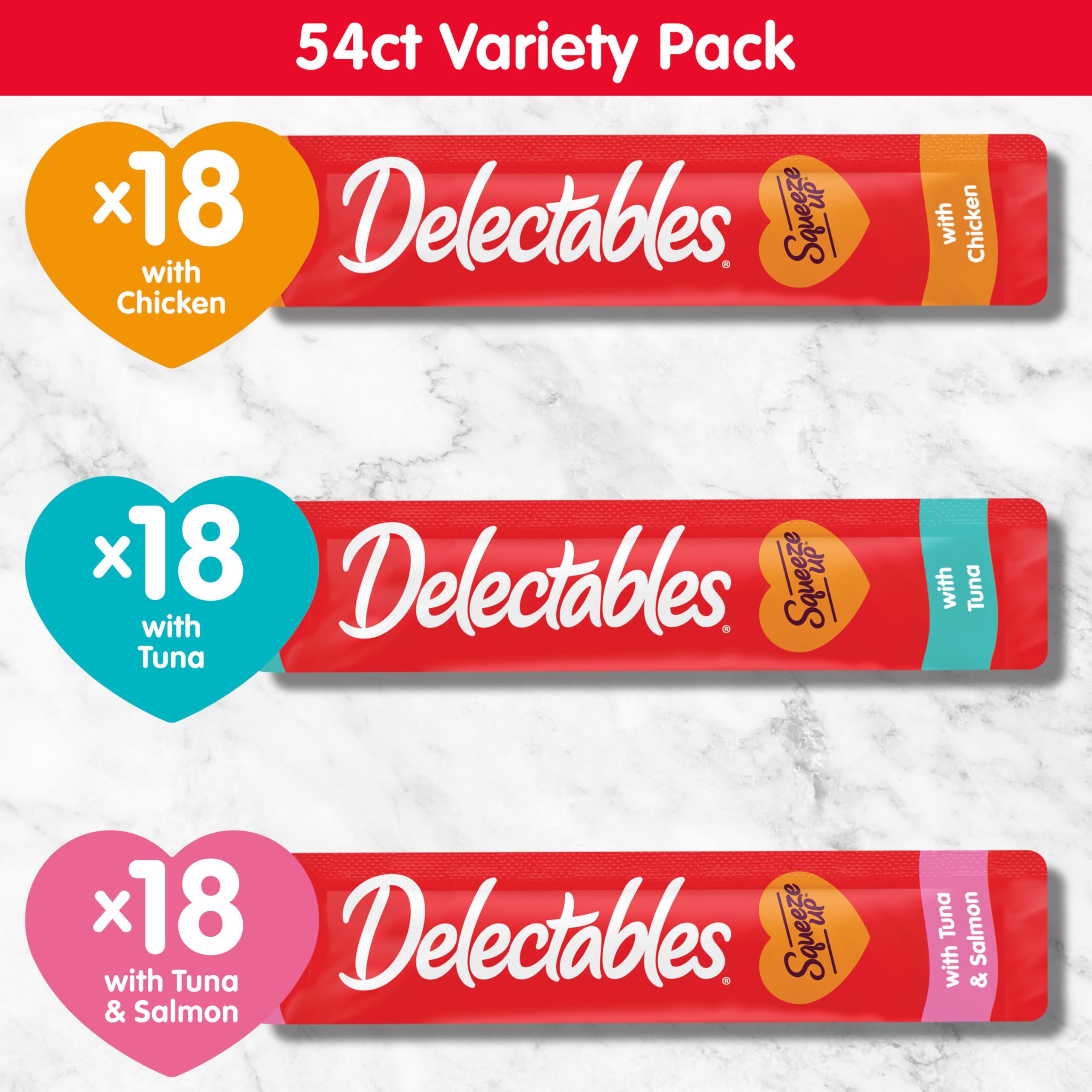 Delectables variedad de sabores pollo atún salmón para elección felina