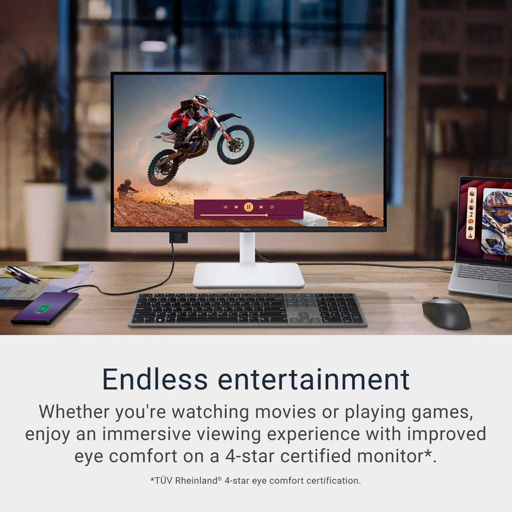 Dell S2725QC puertos USB-C mostrando conexión y carga eficiente