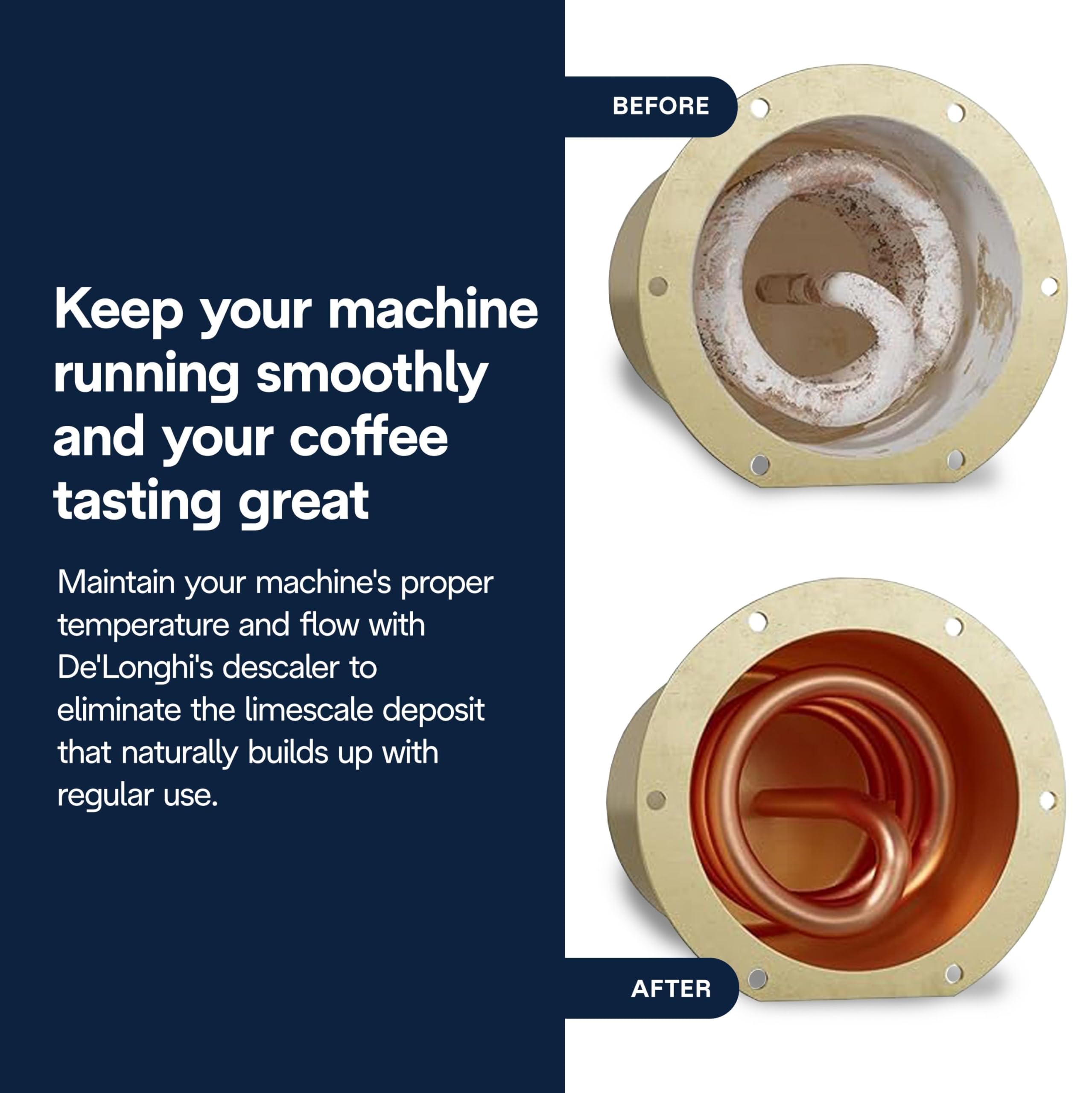 De'Longhi EcoDecalk vertiendo solución para preparación segura