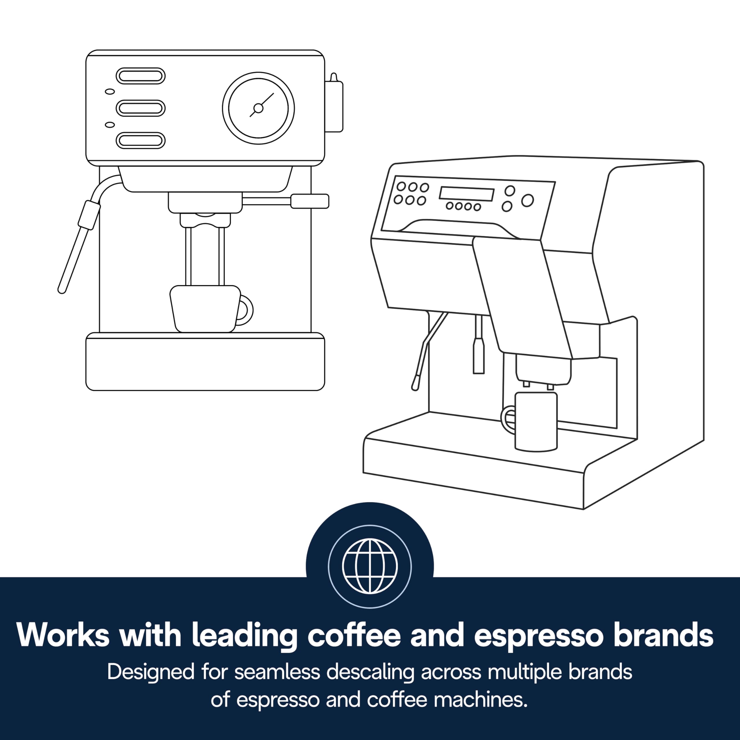 De'Longhi EcoDecalk junto a una taza para comparar tamaño y rendimiento prolongado