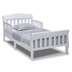 Delta Children vista frontal de la cama Canton blanca mostrando diseño y estabilidad