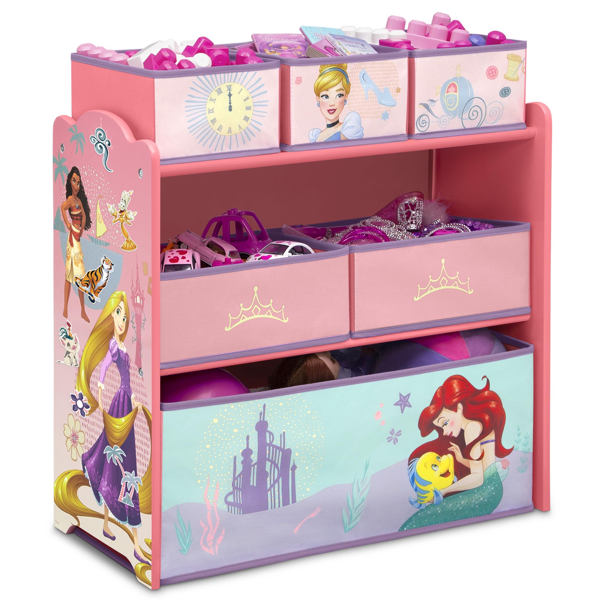 Delta Children vista frontal del organizador muestra orden y gráficos Disney Princess
