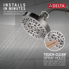 DELTA cabezal en uso con spray masaje relajante y mejor enjuague