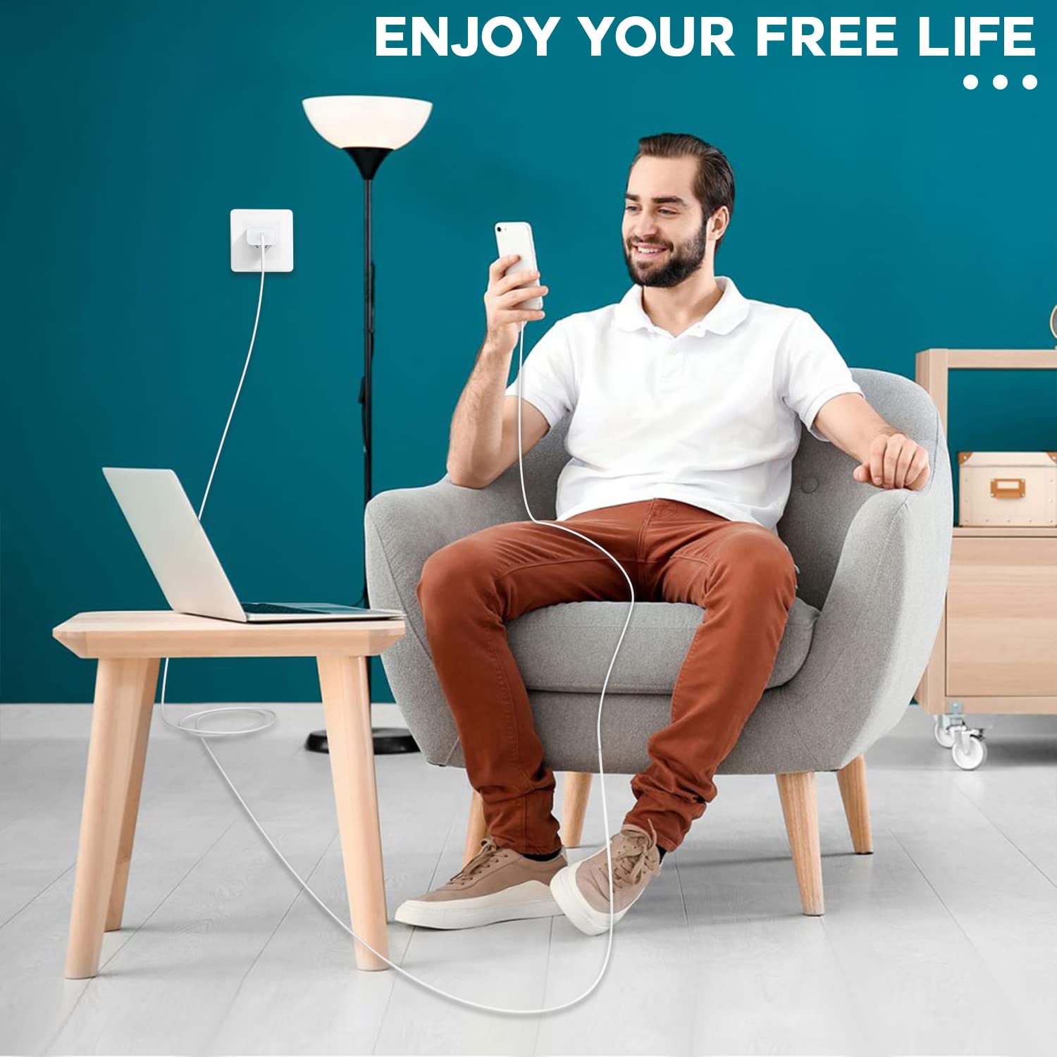 DelTucci dos cables enrollados listos para llevar y usar en casa u oficina