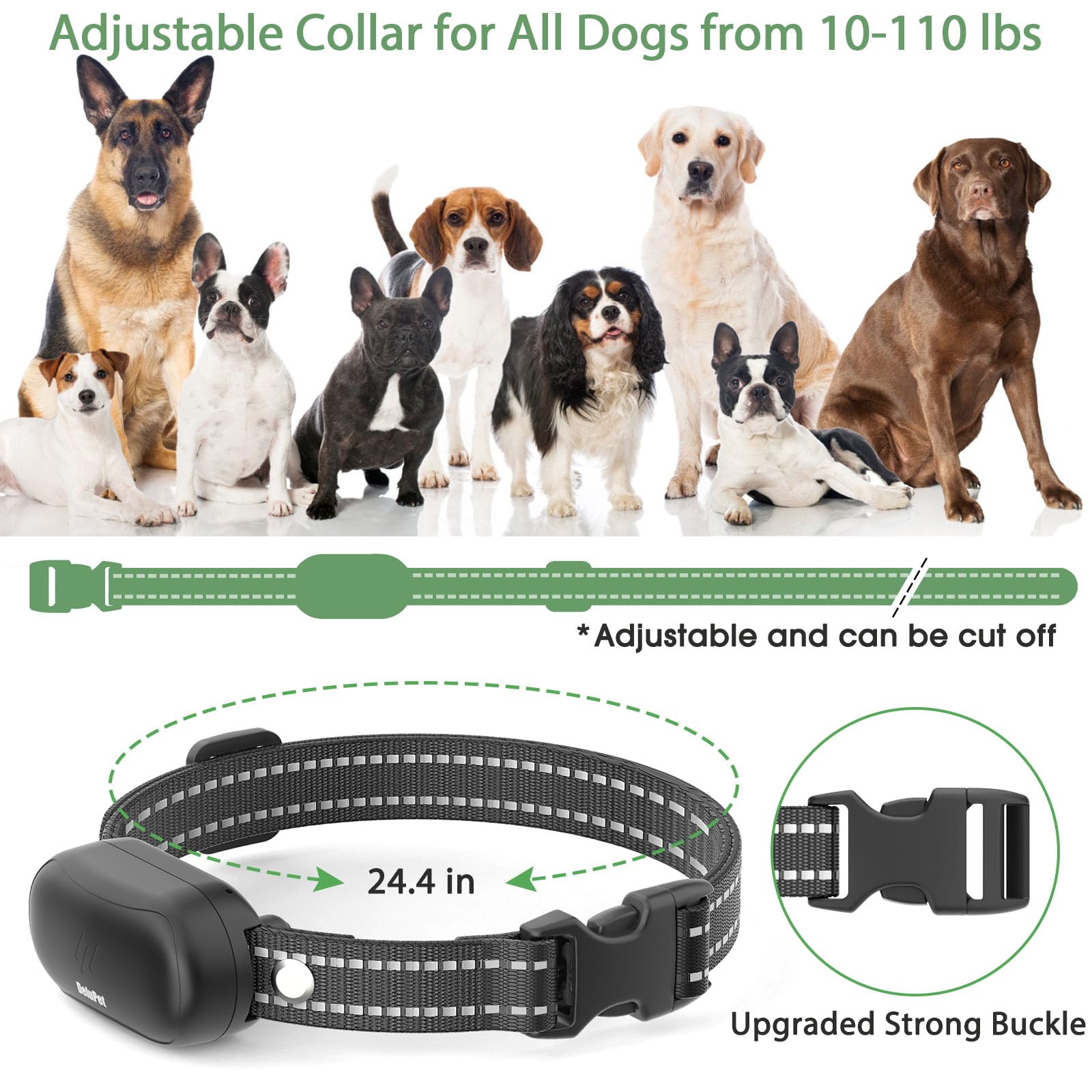 Delupet empaquetado con base y cable, lista para cargar y usar
