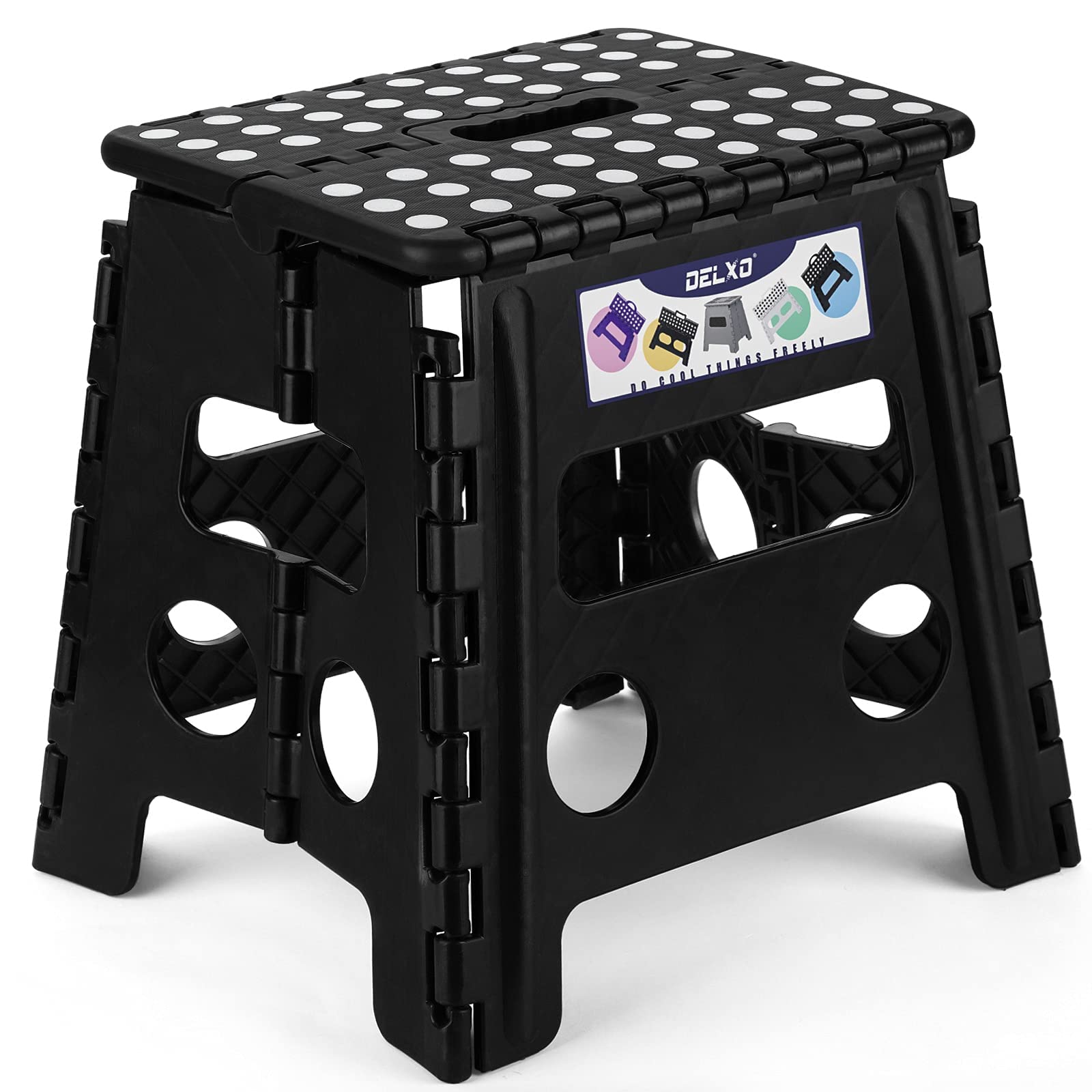 Delxo banqueta frontal mostrando diseño robusto y capacidad de 300 lbs
