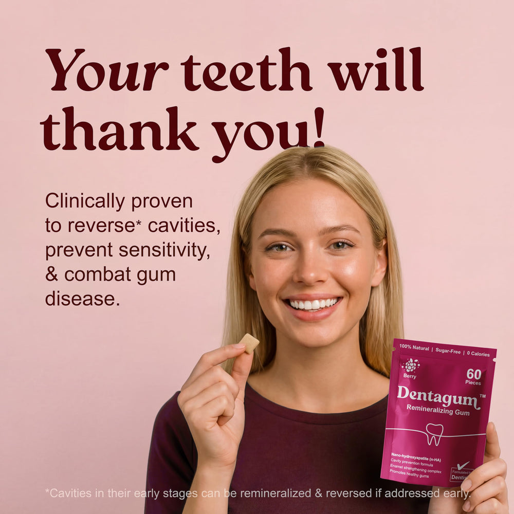 Detalle de la textura del chicle Dentagum y su base de resinas naturales