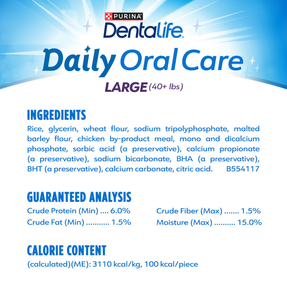 DentaLife Purina comparación de tamaño con regla para referencia
