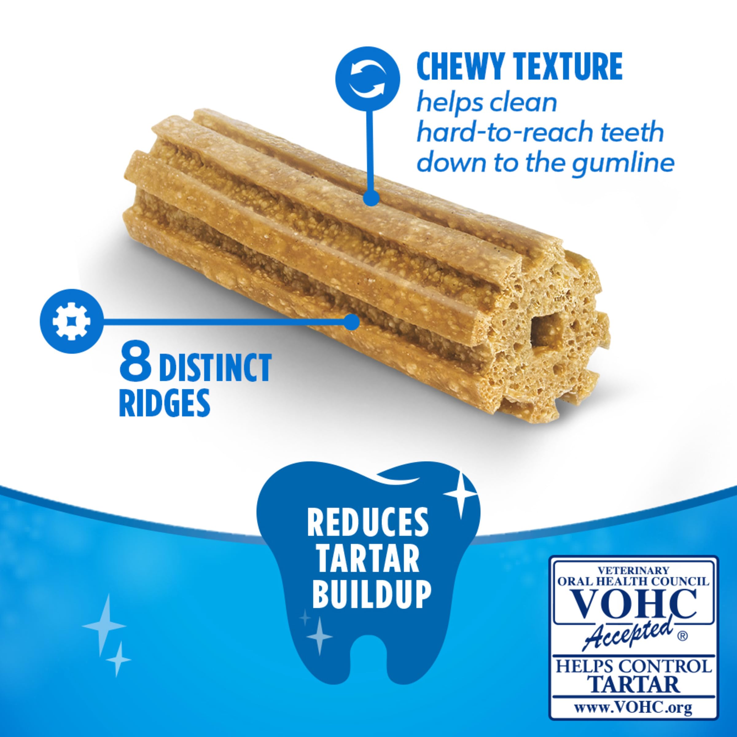 DentaLife Purina textura porosa y crestas que limpian eficazmente